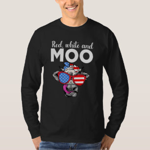 Red White And Moo Cow Usa Flag 4th Of July Fourth T-Shirt