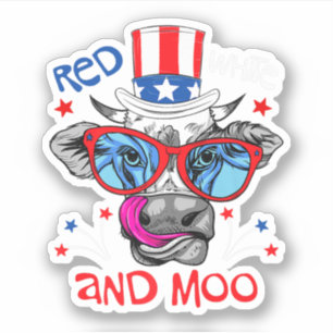 Red White And Moo Patriotic Farm Cow Usa Flag. Per