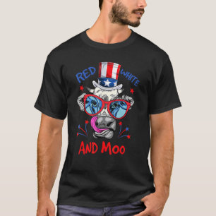 Red White And Moo Usa American Cow Patriotic 4th O T-Shirt