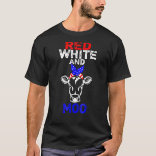 Red White And Moo Usa American Flag Bandana Cow T-Shirt