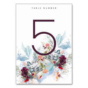 RED WHITE AND ORANGE FLORAL WEDDING TABLE NO. NUMBER