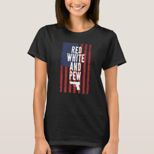 Red White And Pew Gun Of July Independence Day Mat T-Shirt