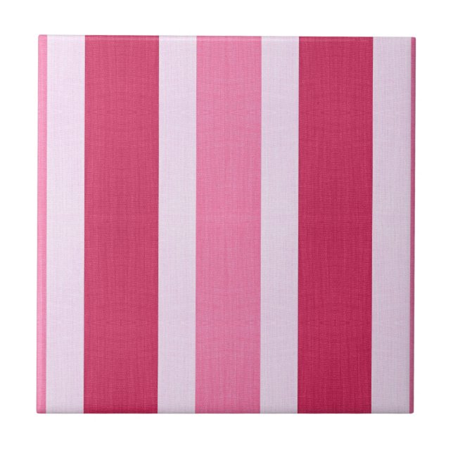 Red, White and Pink Stripes Tile (Front)