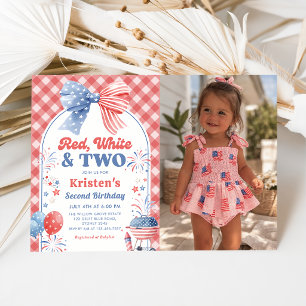 Red White and Two 4th of July Second Birthday Invitation