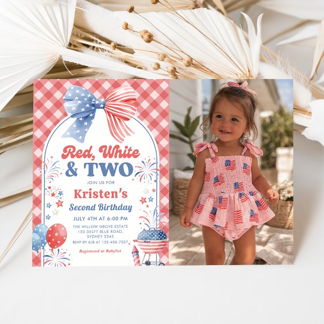 Red White and Two 4th of July Second Birthday Invitation (Creator Uploaded)