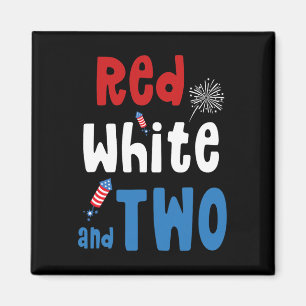 Red White And Two Birthday 4th Of July American 2n Magnet
