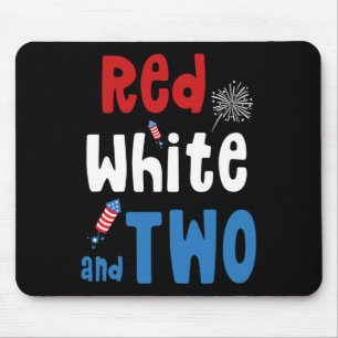 Red White And Two Birthday 4th Of July American 2n Mouse Pad