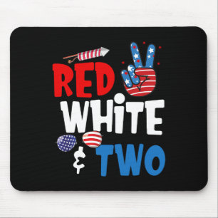 Red White And Two Birthday 4th Of July American 2n Mouse Pad
