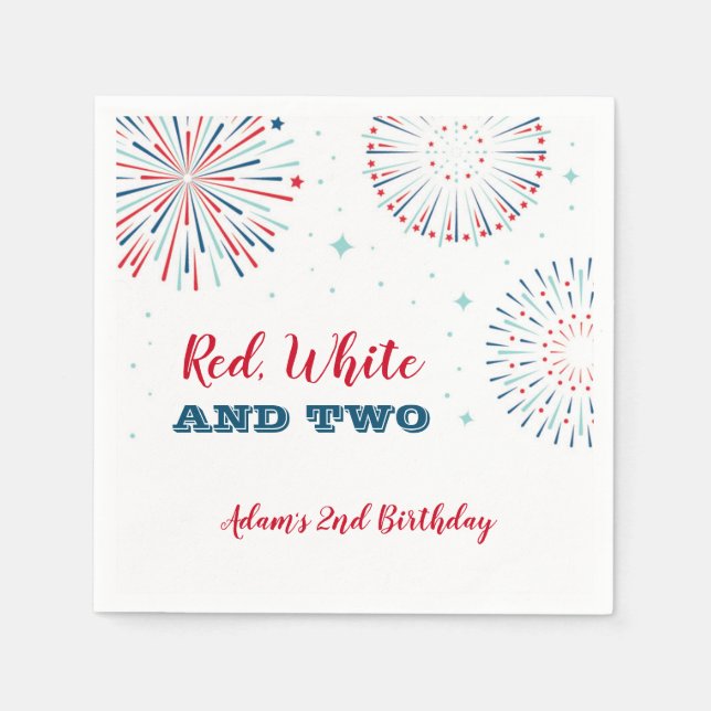 Red, White and Two Birthday Napkin (Front)