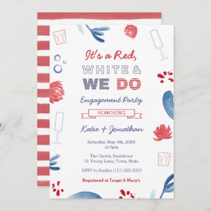 Red White And We Do  Co-ed Shower Engagement Party Invitation