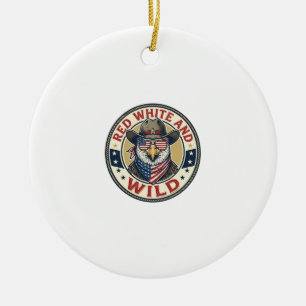 Red White And Wild Patriotic Patriotic Animal Vint Ceramic Ornament