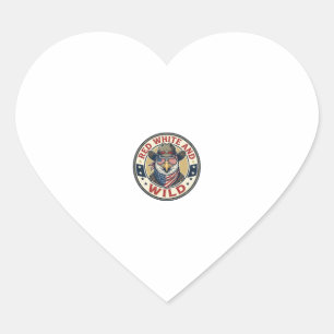 Red White And Wild Patriotic Patriotic Animal Vint Heart Sticker
