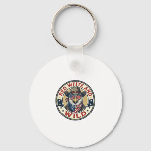 Red White And Wild Patriotic Patriotic Animal Vint Keychain