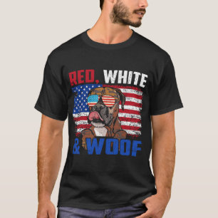Red White And Woof Brindle Boxer Dog Lover Flag T-Shirt