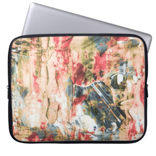 Red white and yellow abstract painting laptop sleeve