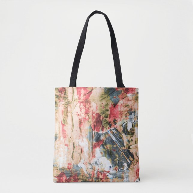 Red white and yellow abstract painting tote bag (Front)