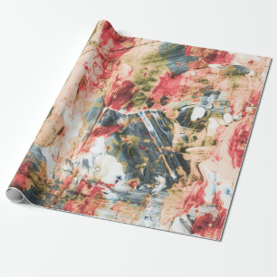 Red white and yellow abstract painting wrapping paper