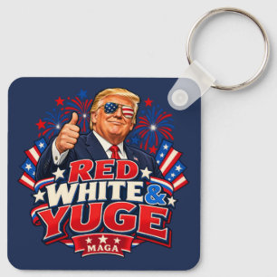 Red White and Yuge Two-Sided Aluminum Keychain