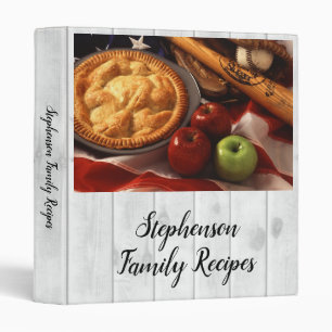 Red/White Apple Pie Family Name Recipe Book Binder