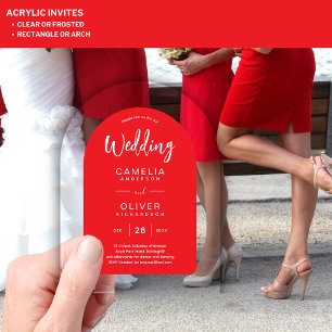 Red White Arch Acrylic Wedding Invites Modern Acrylic Invitations