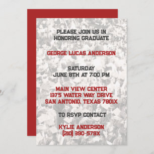 Red White Athlete Player Graduation Invitation