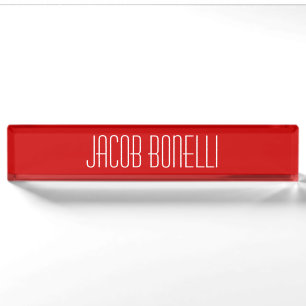 Red White Attractive Charming Business Nameplate
