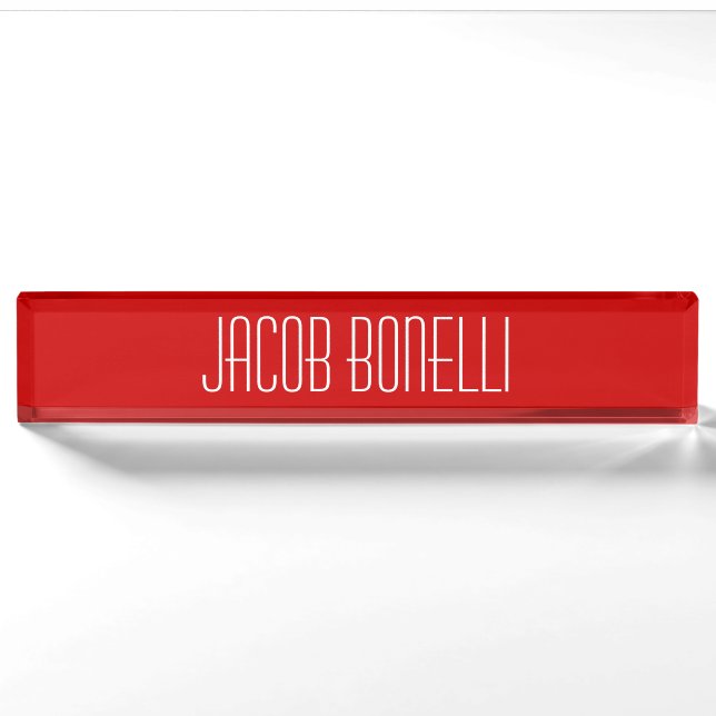 Red White Attractive Charming Business Nameplate (Front)