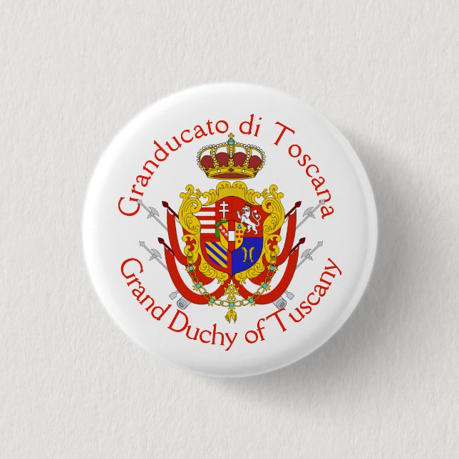 Red White Banner Grand Duchy of Tuscany 1 Inch Round Button (Front)