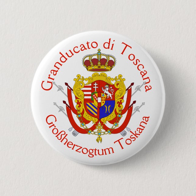 Red White Banner Grand Duchy of Tuscany 2 Inch Round Button (Front)