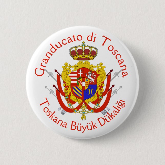Red White Banner Grand Duchy of Tuscany 2 Inch Round Button (Front)