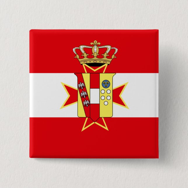 Red White Banner Grand Duchy of Tuscany 2 Inch Square Button (Front)