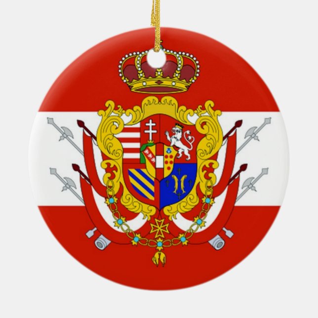 Red White Banner Grand Duchy of Tuscany Ceramic Ornament (Back)