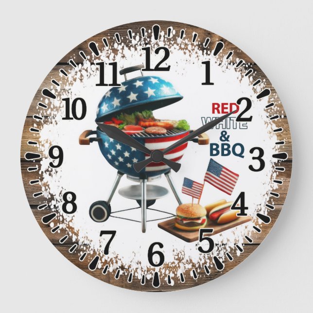 Red White & BBQ Large Clock (Front)