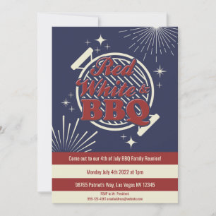Red White & BBQ Punny 4th of July Family Reunion  Invitation