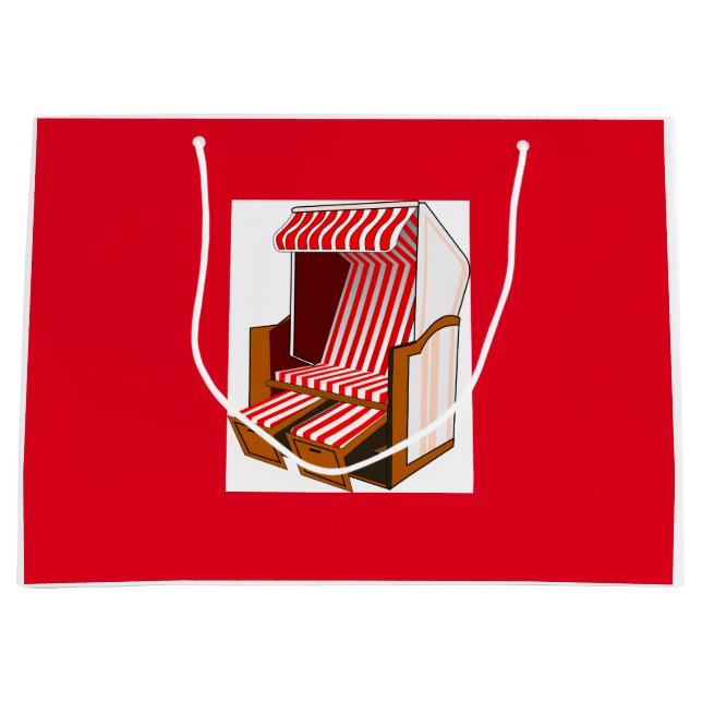 Red & White Beach Chair Theme Party Gift Bag (Front)