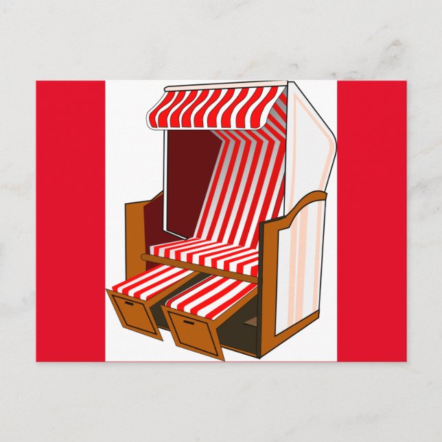Red & White Beach Chair Theme Postcard (Front)