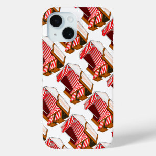 Red & White Beach Chairs Theme iPhone 15 Case