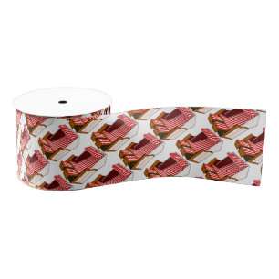 Red & White Beach Chairs Theme Ribbon Grosgrain Ribbon