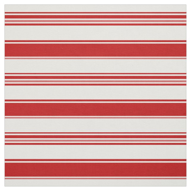 Red & White Beach Stripes (medium scale) Fabric (Swatch)