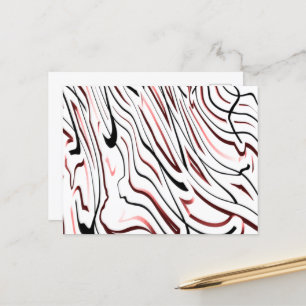 Red White black Abstract stripe design Postcard