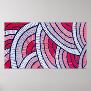 Red, white, black, and pink abstract artwork poster