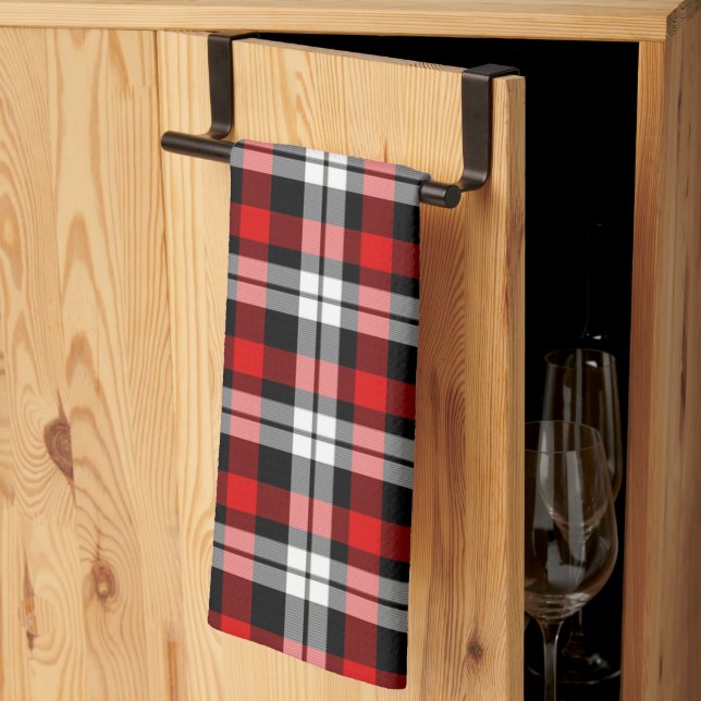 Red White Black Buffalo Check Plaid Pattern Kitchen Towel (Thirds Fold)