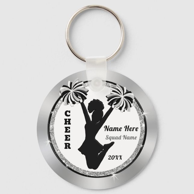 Red, White, Black, Cheap, Cheerleader Party Favour Keychain (Front)