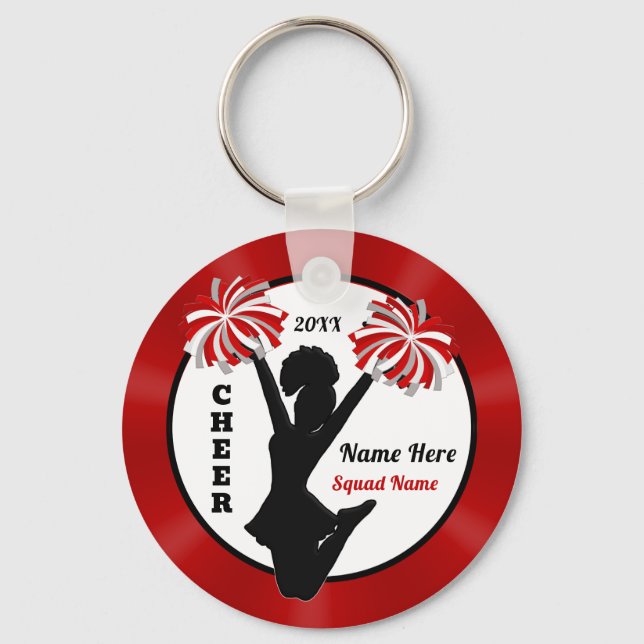 Red, White, Black, Cheap, Cheerleader Party Favour Keychain (Front)