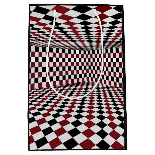 Red White Black Chequered Room High Contrast Medium Gift Bag (Front)