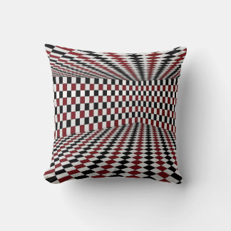 Red White Black Chequered Room High Contrast Throw Pillow