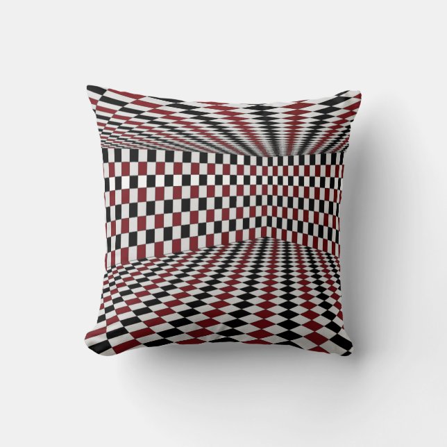 Red White Black Chequered Room High Contrast Throw Pillow (Front)