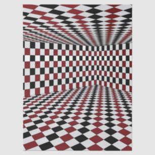 Red White Black Chequered Room High Contrast Tissue Paper