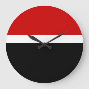 Red White Black Color Block Style Design  Large Clock