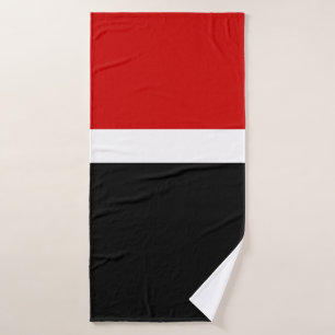 Red White Black Colour Block Style Design Bath Towel